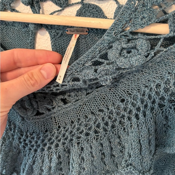 Free People Teal Ruffle Lace Top - Picture 5 of 9